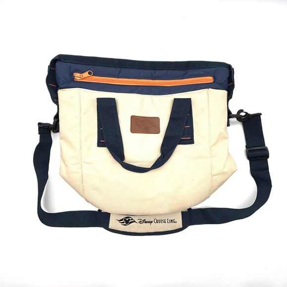 Disney Cruise Line Insulated Cooler Lunch Tote Travel‎ Bag Shoulder Navy Tan DCL - Picture 1 of 11